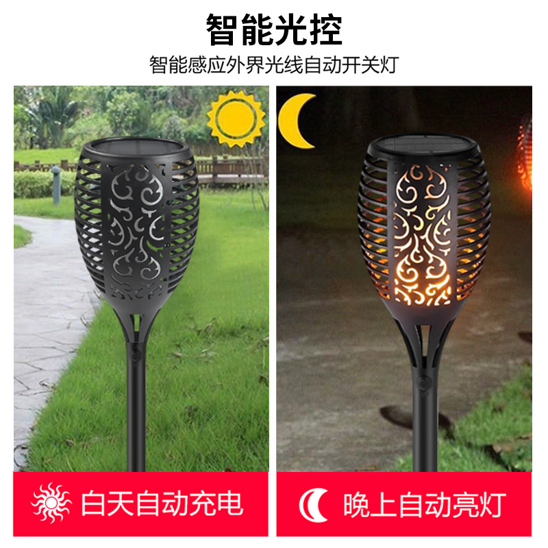 Cross Border Solar Flame Light 96Led Torch Outdoor Garden Lawn Garden Decorative Light Ground Inserted Landscape Light Application Scenario