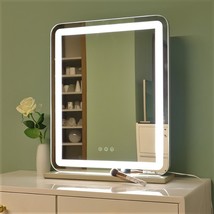 桌面充电家用大号化妆镜台式梳妆镜补光美妆镜led带灯梳妆台镜子