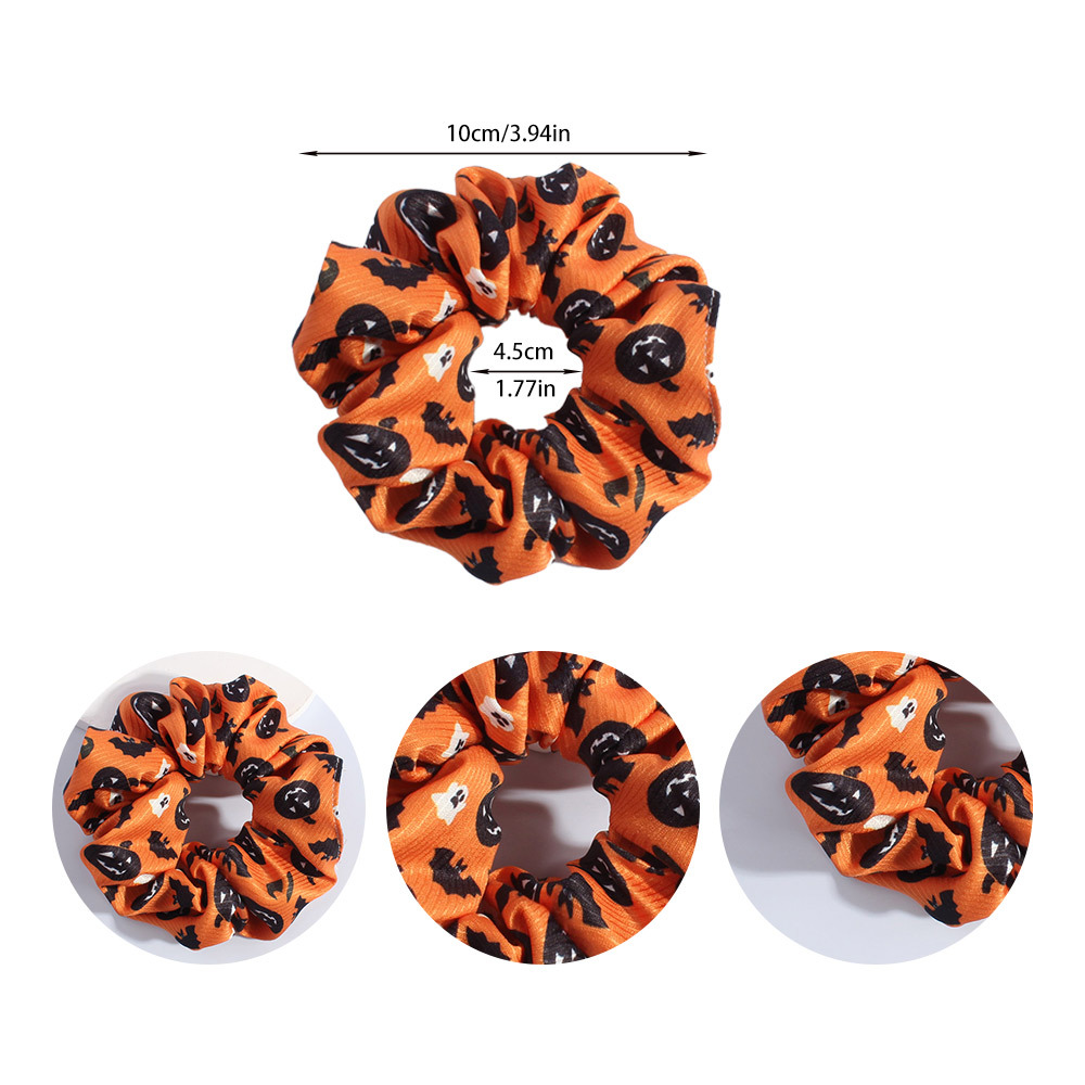 跨境欧美万圣节大肠发圈黑色发绳骷髅头布艺扎头发节日发饰女批发详情8