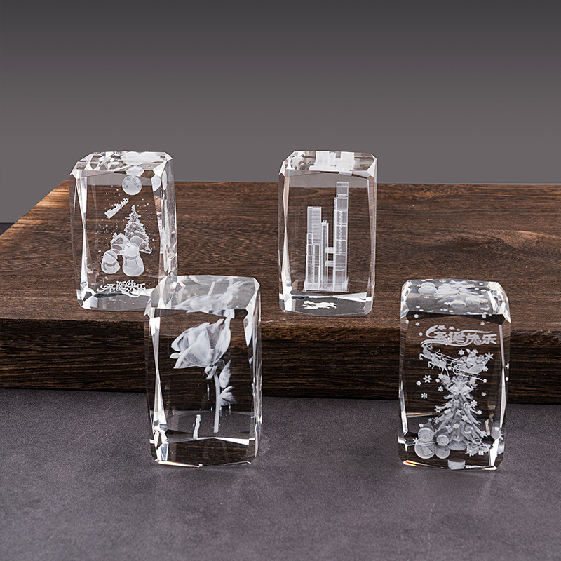 创意3D激光水晶方块内雕方体摆件 企业周年庆内雕方体纪念工艺品图