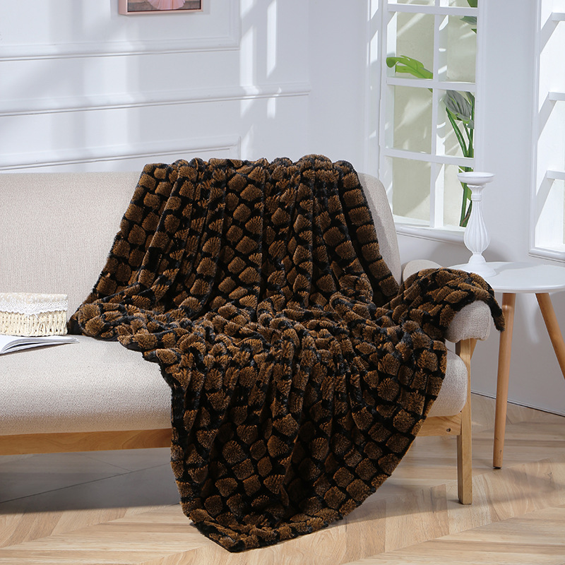 冬季加厚毛毯批发家居床上仿兔毛盖毯空调被保暖可折叠懒人沙发毯详情图1