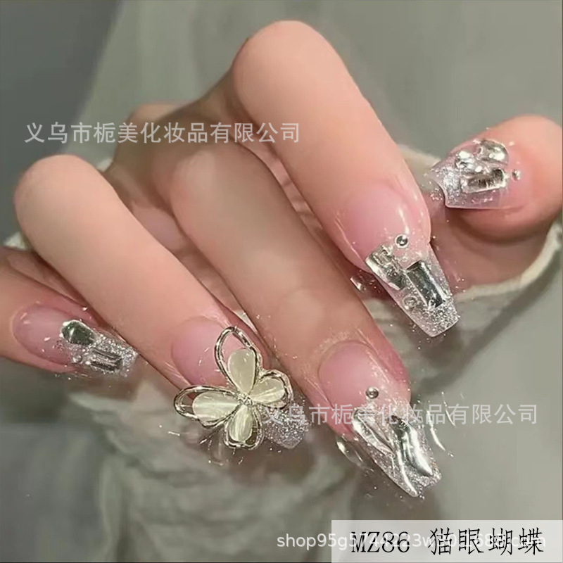 2026新款穿戴甲美甲蝴蝶结指甲贴显白穿戴式甲片秋冬高级感批发详情22