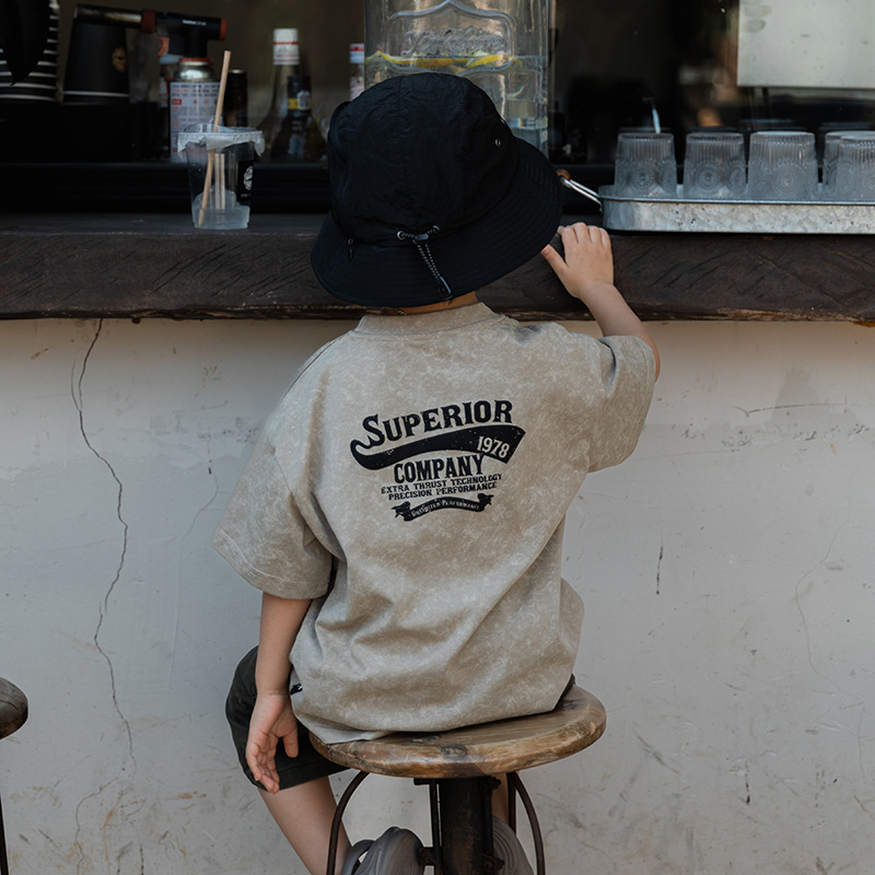 儿童夏装男童短袖T恤个性蜡染衣服小男孩夏天上衣童装半袖宽松潮