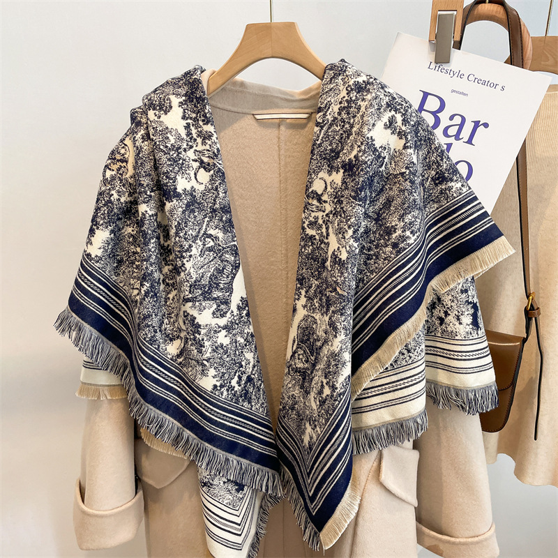 Scarf Women's New 2022 Tide Brand Thick Square Shawl Spot Wholesale Live Burst Autumn And Winter Home Outdoors