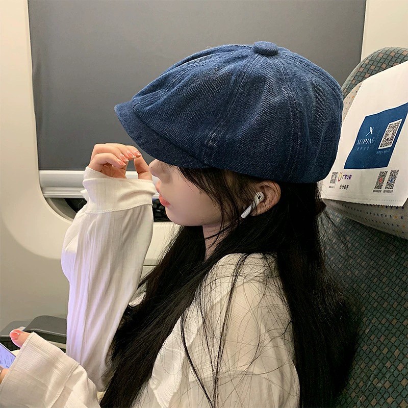 Japanese-style artistic and retro denim berets are versatile for women, fashionable baseball caps and front hats are trendy for women, and old-fashioned octagonal hats are stylish for men