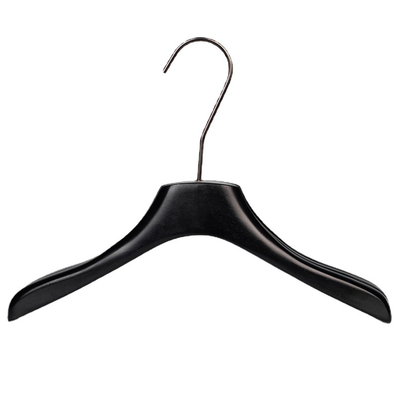 Wholesale clothing store special black coat hangers for children, women's clothing and men's solid wood clothes hangers and trouser clips can be made with logos Item Picture