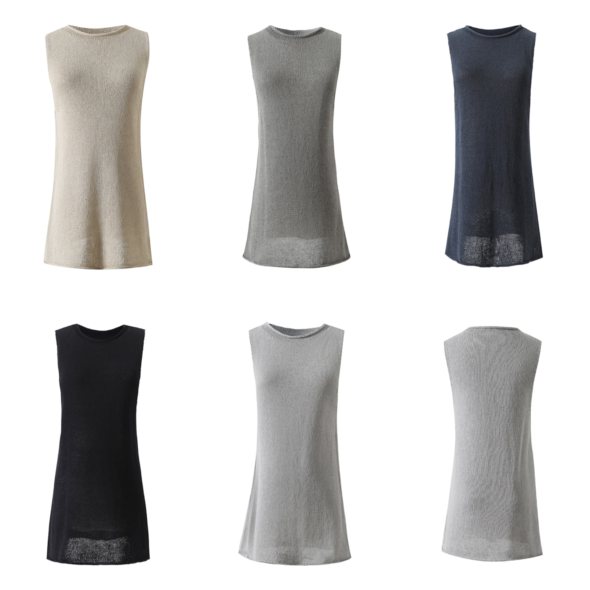 新款百搭多色亚麻棉感粗针织肌理颗粒半高领卷边毛织无袖背心5111详情图5