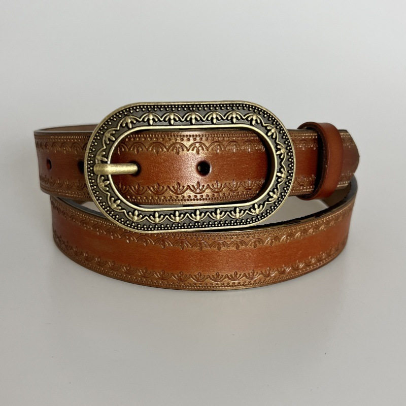 渐变色真皮腰带跨境热卖女士潮流小众暗黑渐变色真皮皮带复古做旧详情5