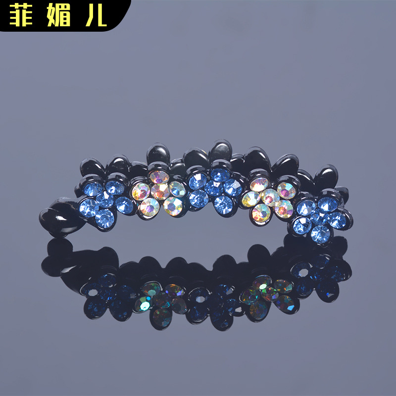 Wholesale Korean banana clips, vertical clips, ponytail hair clips, hair accessories, rhinestones, elegant twist clips, hair accessories, anti-slip top clips