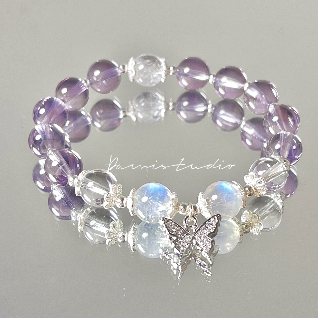 On shore amethyst butterfly bracelet female ins niche design moonstone bracelet to goddess festival birthday gift female