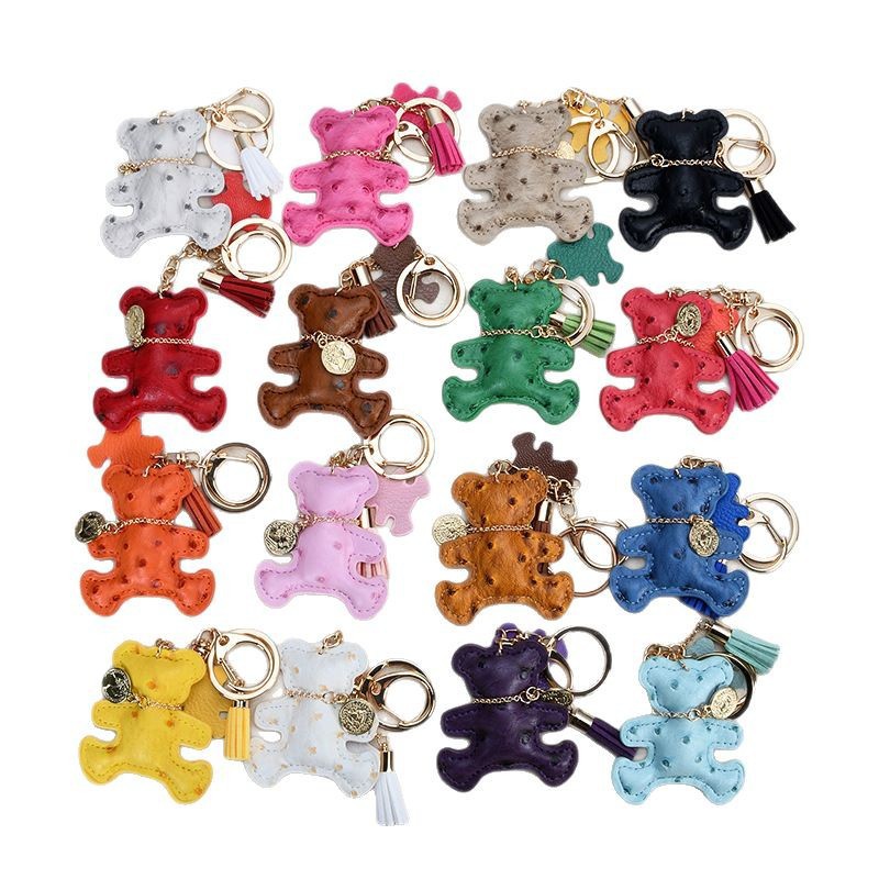 可爱小熊皮质钥匙挂件创意卡通女士包包挂件韩版钥匙扣汽车钥匙扣详情图5