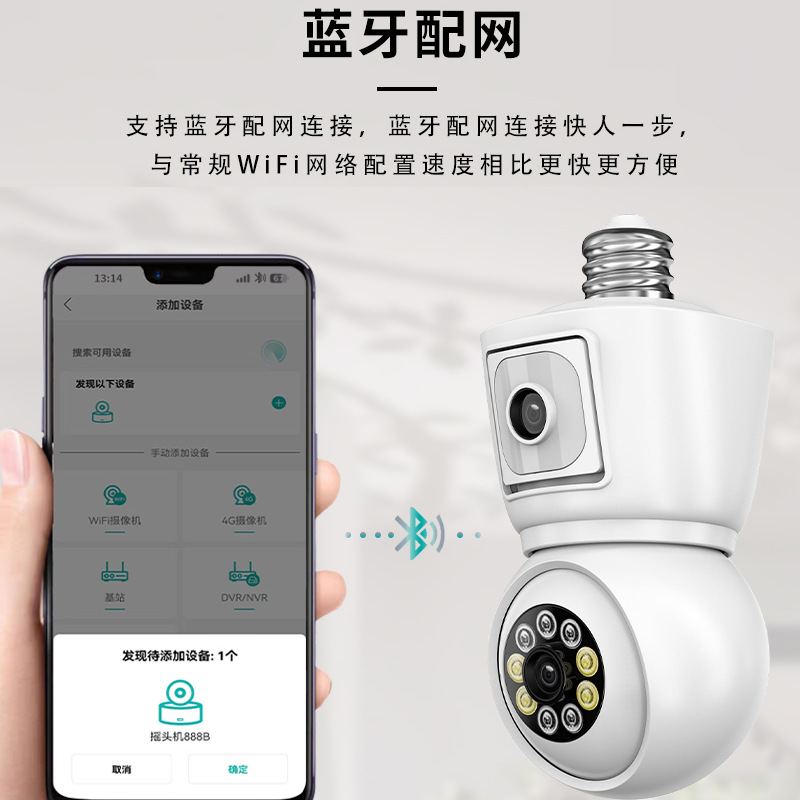 icsee dual-eye bulb camera, high-definition home wireless camera, network remote wifi cross-border monitor Application Scenario