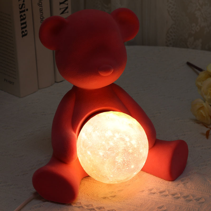 Cartoon table lamp for children's bedroom, cute Ins-style teddy bear for living room decoration, bedside lamp for boys and girls' bedrooms details Picture