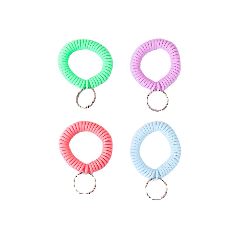 Macaron color plastic spring Telephone cord hand ring sauna deposit hand card key ring bracelet number card key ring Item Picture
