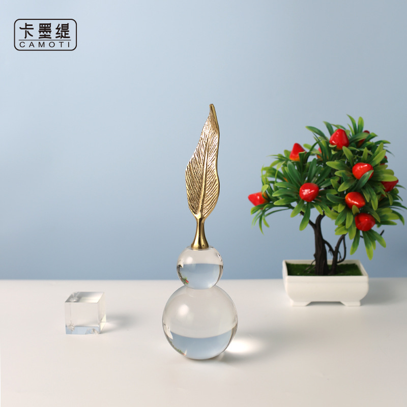 Creative crystal gourd ornaments, new Chinese-style living room, wine cabinet, study, office soft decoration and home decoration handicrafts, living room, wine cabinet, study, office opening gifts, home soft decoration ornaments details Picture