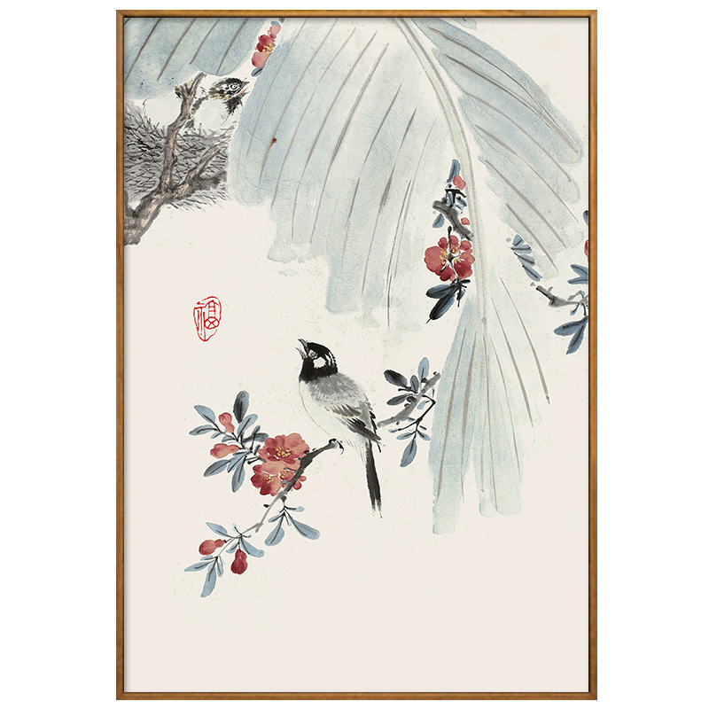 端现代国画免打孔壁画配电箱遮挡挂画