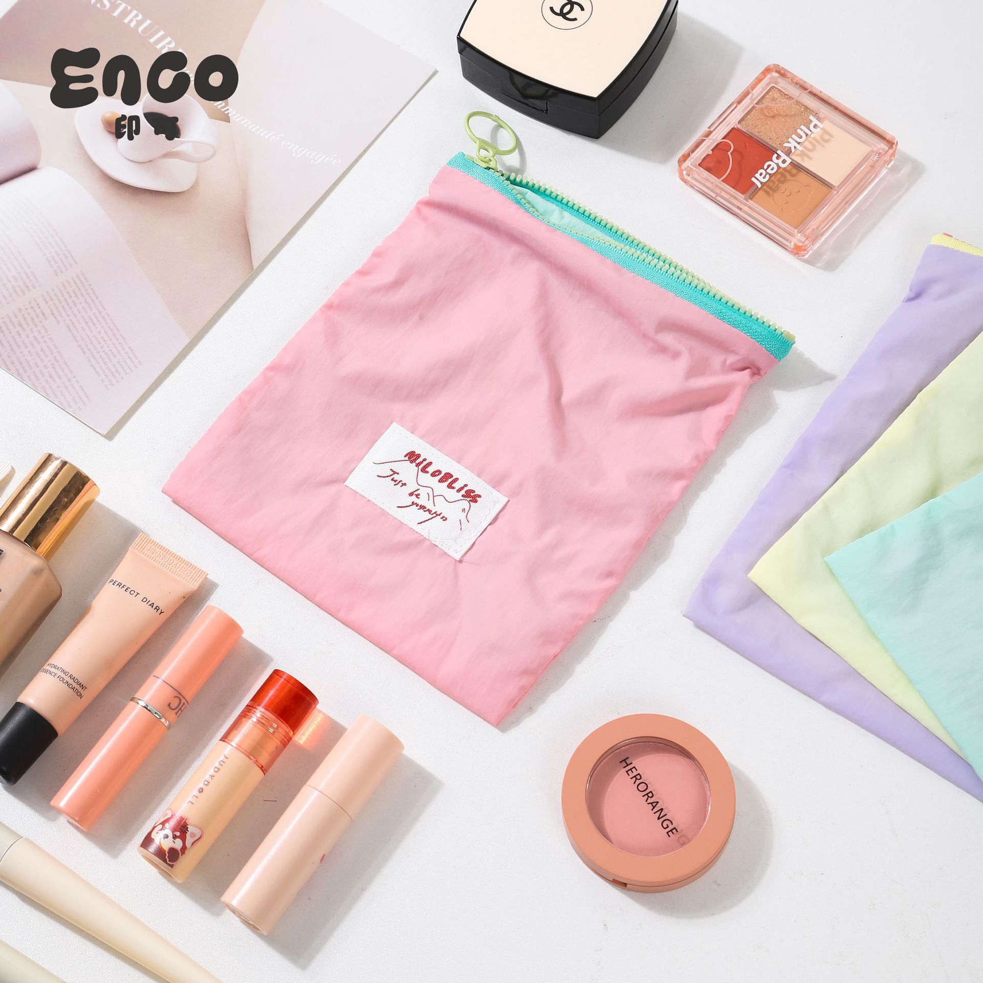 New Simple Macaron Color Cute Makeup Bag Large Capacity Coin Purse Jewelry Bag Women's Cosmetics Storage Bag Application Scenario
