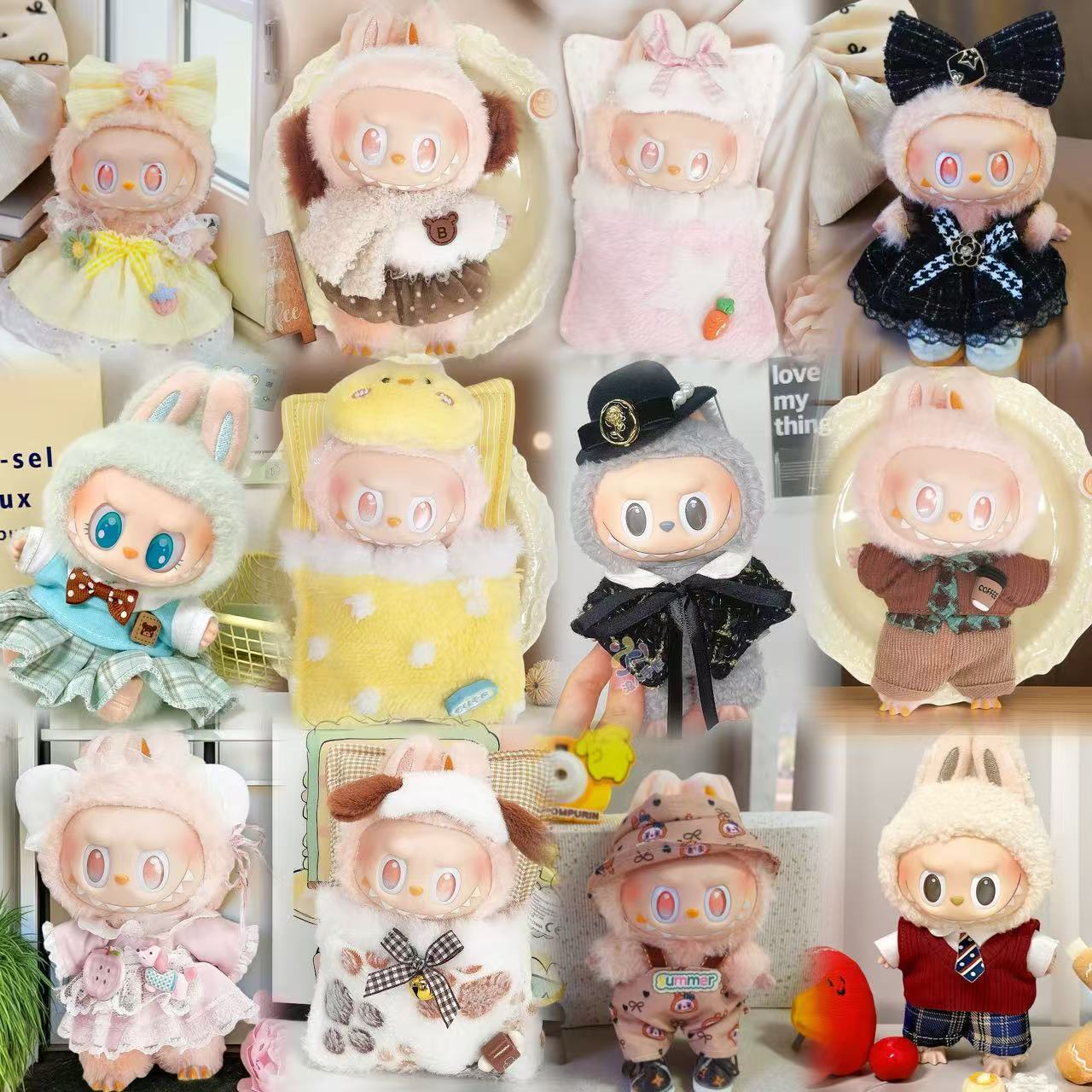 一二三代LABUBA小布布潮流老钱风小香背带裤套装衣服着替娃衣裙子