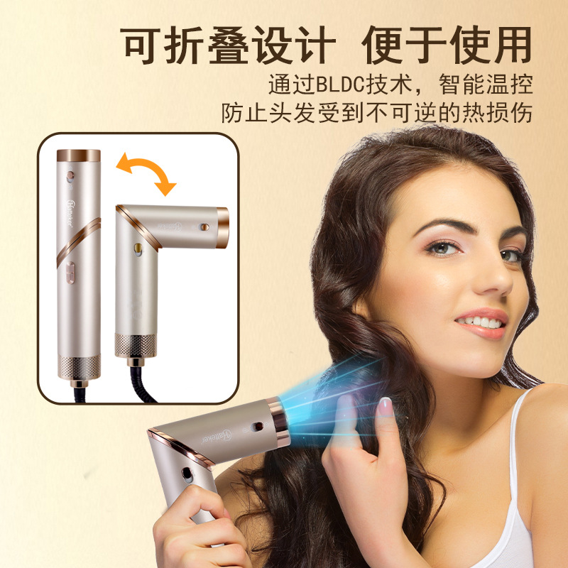 Wholesale of HATTEKER's new cross-border hair dryer, multi-functional women's hot air comb, curling iron and folding hair dryer Application Scenario
