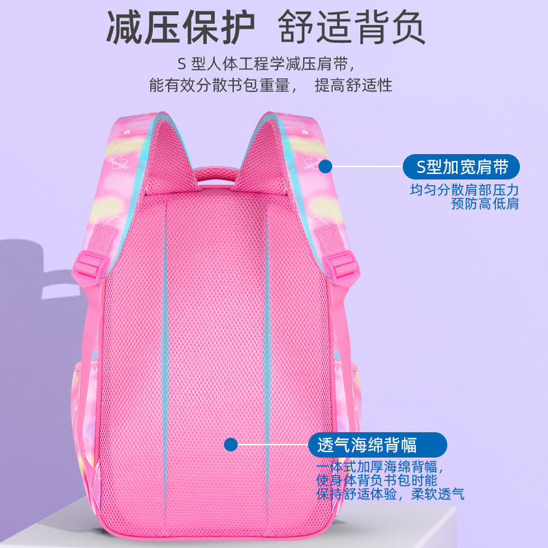 New Unicorn Schoolbag Girl Cute Printed Children's Cartoon Schoolbag Waterproof Lightweight Load Protection Spine Application Scenario