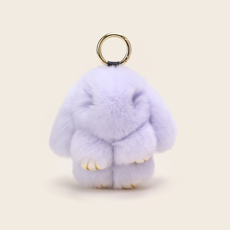Original genuine rex rabbit fur dead rabbit classic plush light luxury girls' bag pendant, cute keychain gift Specification image