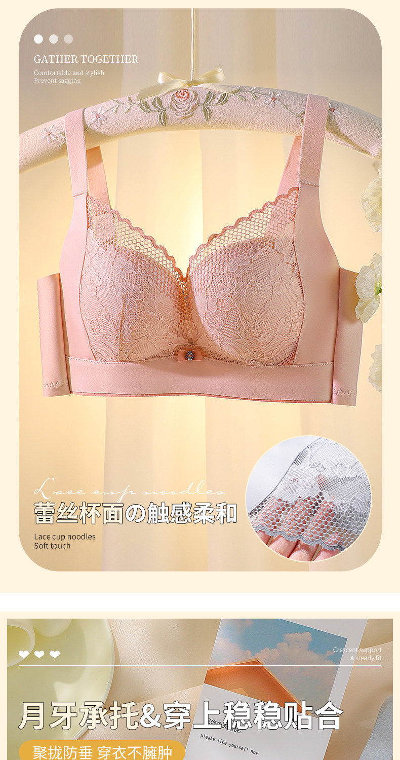 2026 New small-sized, comfortable lace bra for women, adjustable and slim red bra cover for women pic 5