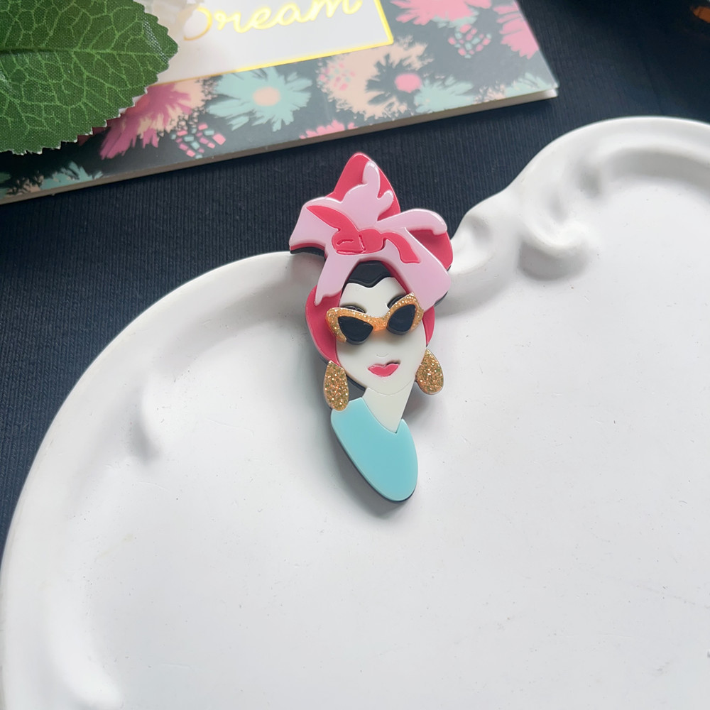Hot-selling cross-border seven-color flower girl brooches and pins, acrylic creative and fashionable three-dimensional spliced badge accessories pic 10