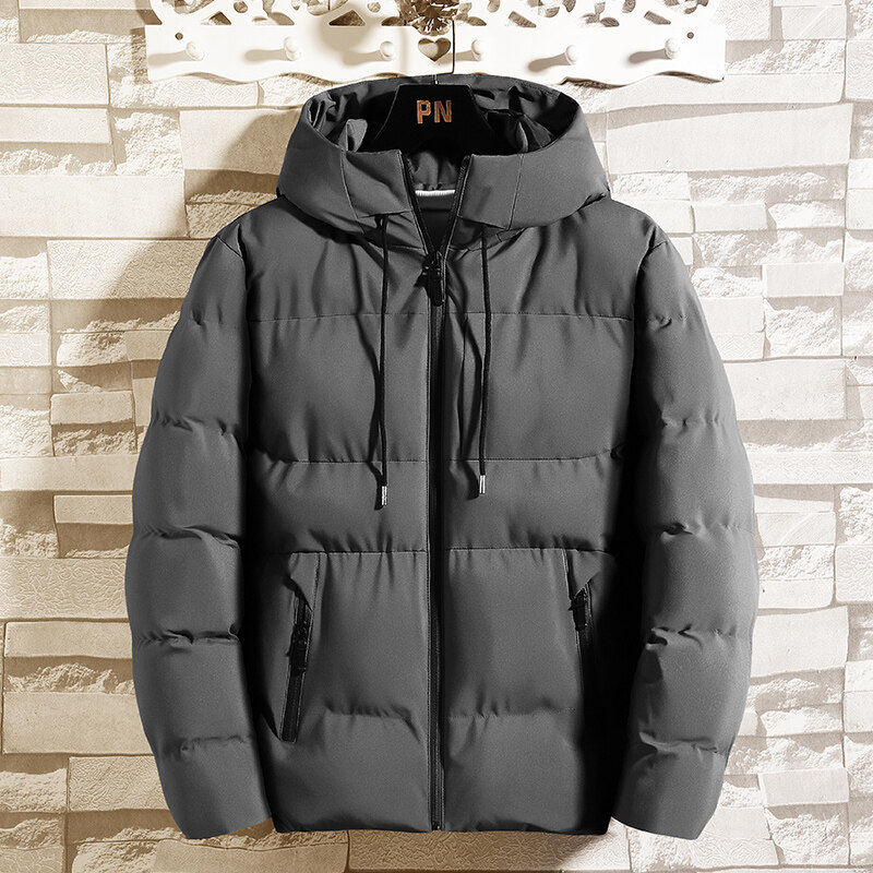 New men's cotton-padded jacket, winter thickened coat, cotton-padded jacket, trendy brand autumn and winter hooded, bread feather, cotton fleece jacket, can be printed, etc details Picture