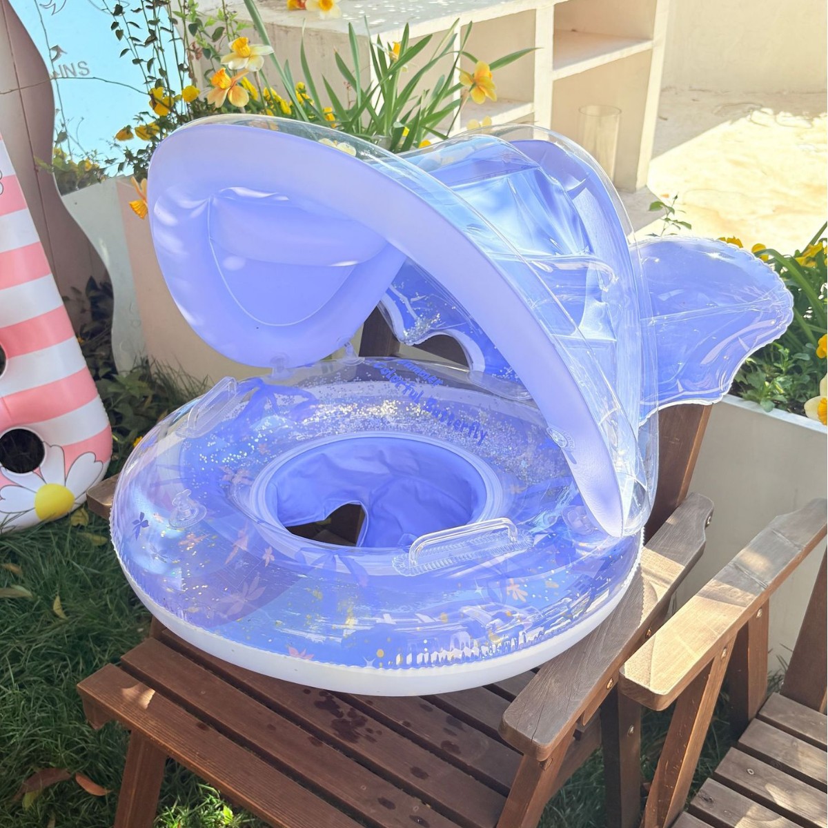 Amazon swimming rings for adults, parents and children, sequined petal swimming rings for men and women, underarm rings, inflatable water swimming rings, bow float rings Specification image