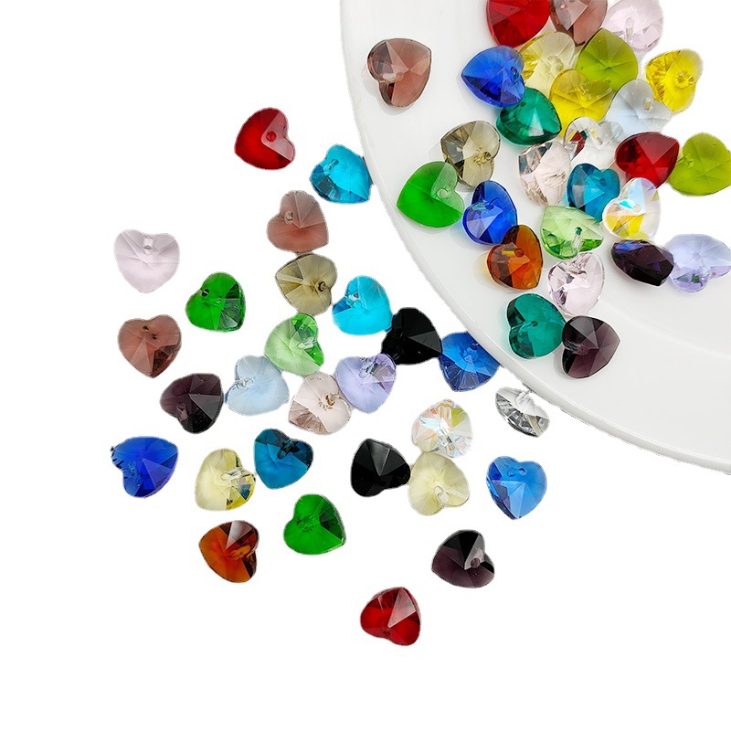 Diy Beaded Accessories Glass Pendant Ear Piece Crystal Single Hole 10Mm Small Heart 【 Factory 100 Pieces Starting Batch 】 Item Picture