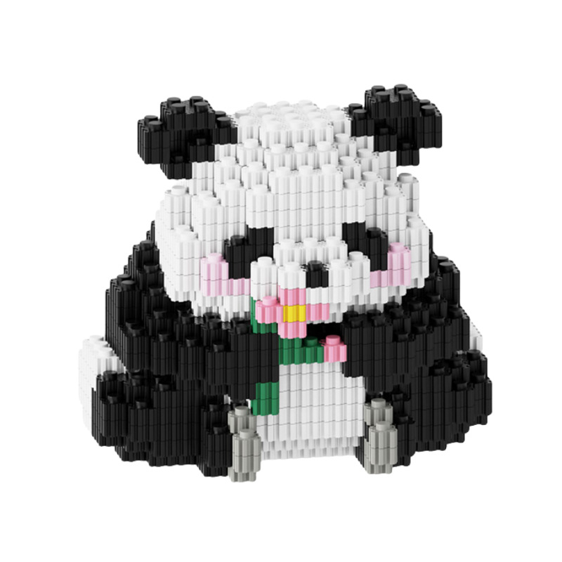 超萌花花熊猫国潮积木小颗粒儿童玩具高难度立体摆件拼图女孩礼物国潮详情图5