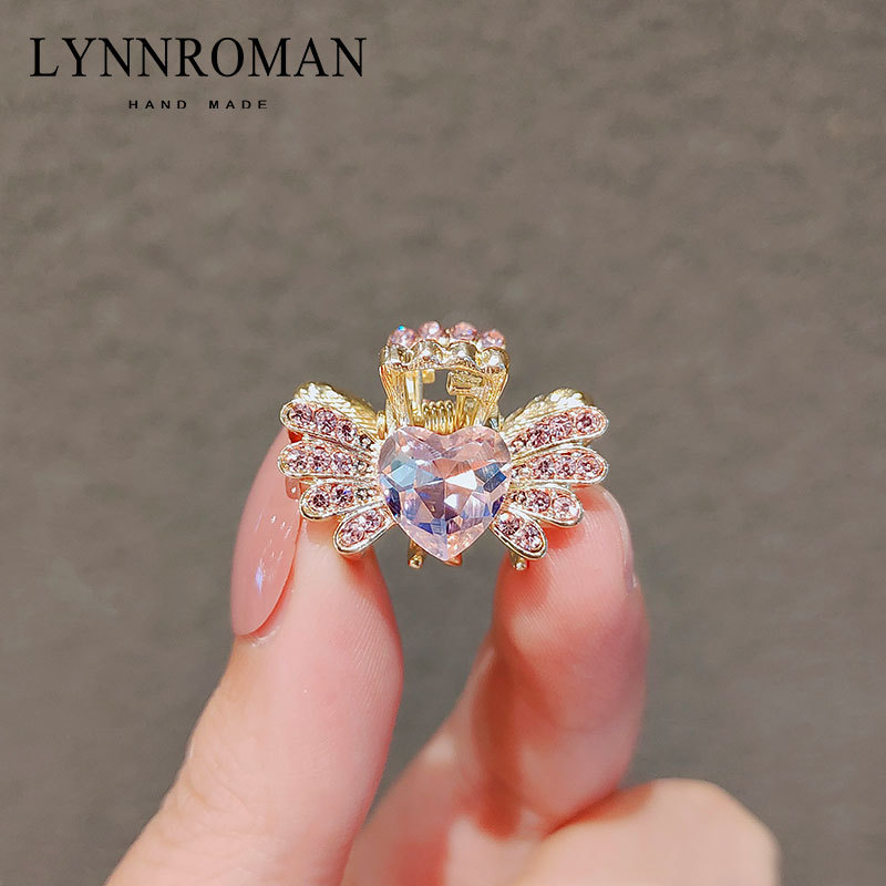 日韩可爱仿水晶发夹少女翅膀水钻发抓ins抓夹顶夹刘海发卡夹子