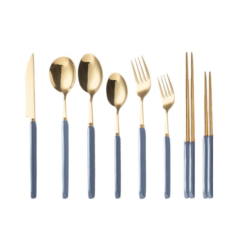 Amazon Nordic light luxury ceramic stainless steel tableware, knives, forks, spoons, chopsticks, Western tableware, steak knives, forks and tableware wholesale Item Picture