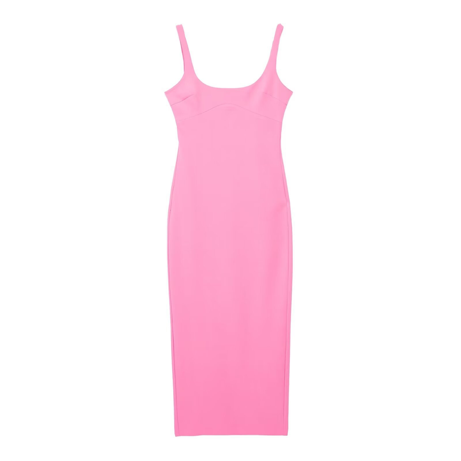 Amazon Cross-Border Foreign Trade Europe And The United States Women's Wholesale 2024 Summer New Medium Long Solid Color Slim-Fit Dress Item Picture