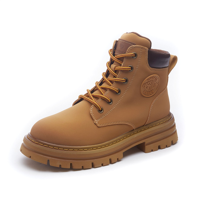 Grape Mother Spring And Autumn New Thick Soled Big Yellow Boots Round Head Boots Single Inside High Help British Wind Martin Boots Woman Item Picture
