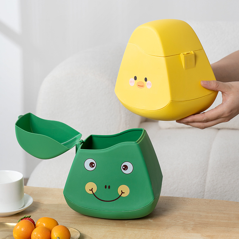 Desktop Trash Can Student Dormitory Household Car Storage Bucket Clamshell Large Capacity Desktop Cartoon Trash Can details Picture