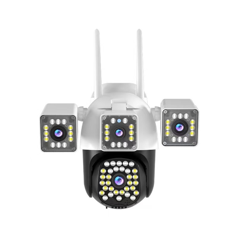 Four-lens outdoor waterproof 360-degree wide-angle camera, intelligent human shape detection monitoring orchard anti-theft camera