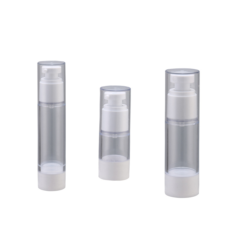 In stock: 15ml-100ml press-dispensed bottles for travel plastic lotion, spray essence, hydrosol, vacuum cosmetic bottles Item Picture