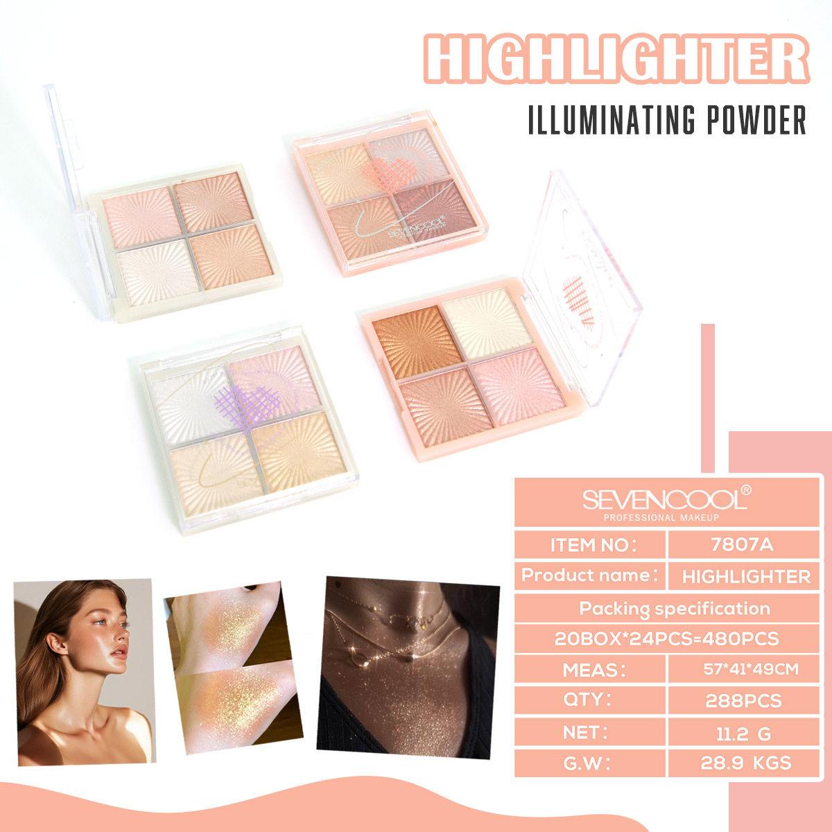 SEVENCOOL High-gloss Powder Stage Makeup Sparkling Body High-gloss Glitter Powder Collarbone Pearl Powder Cross-border Exclusive Supply details Picture