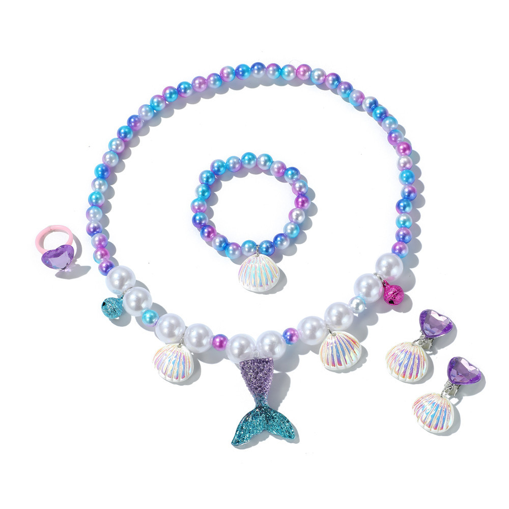 Mermaid Necklace diy Pearl Allergy Free beaded set for kids Cute Mermaid Princess Necklace accessories Item Picture