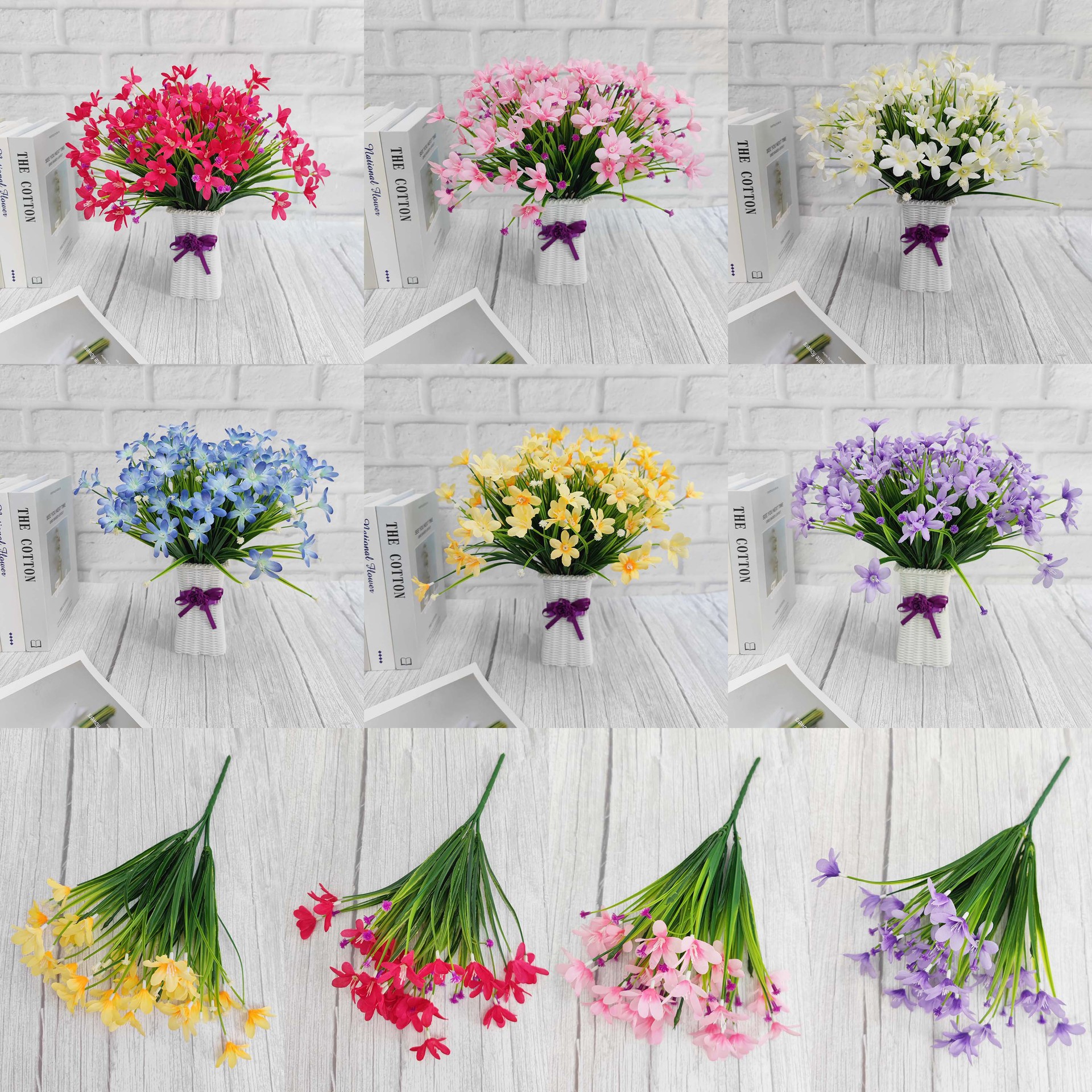 Amazon Artificial Flower 7 Fork Artificial Orchid Artificial Violet Outdoor Decoration Fake Flower Wholesale