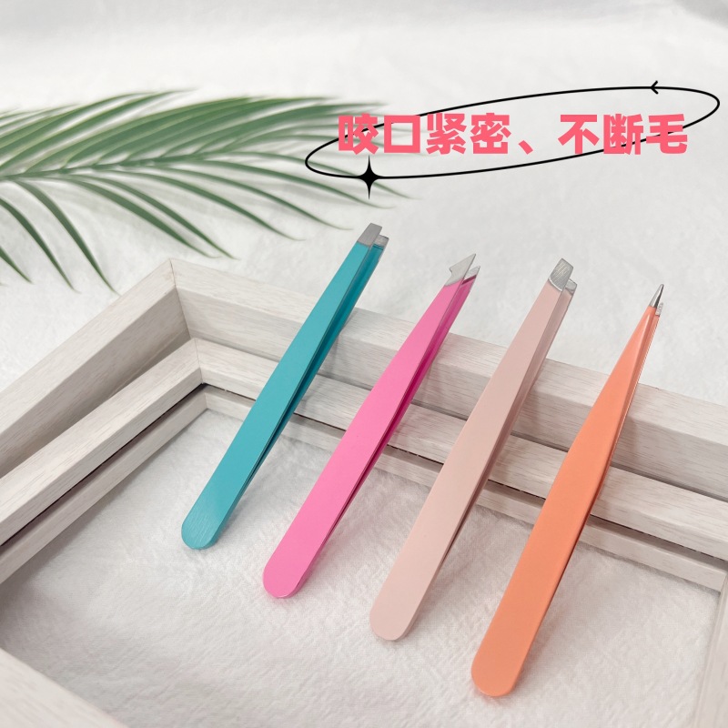 Cross-border manufacturer wholesale beard clips, color stainless steel eyebrow trimmers, multi-purpose hair plucking tweezers, portable beauty tools details Picture