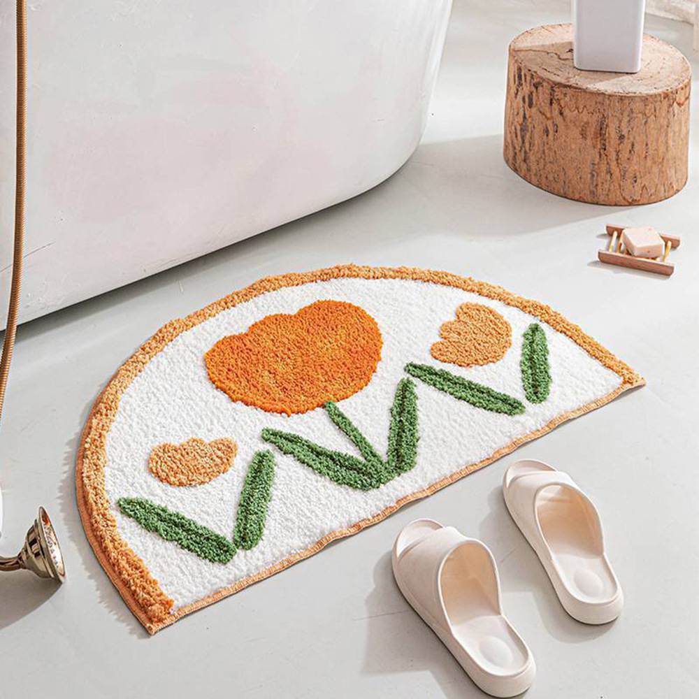 Fresh flower home carpet, cartoon lamb fleece thickened water-absorbing and anti-slip bathroom floor mat, ins Internet celebrity carpet details Picture