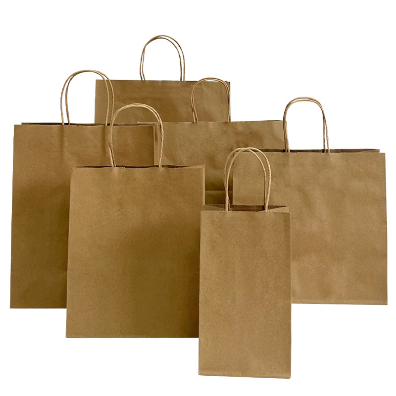 In-stock thickened kraft paper bags, gift handbags, takeout food packaging bags, souvenir paper bags, logo printing Item Picture