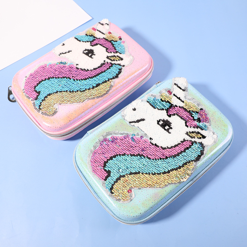 Cross-Border New Unicorn Glitter Eva Pen Bag Cartoon Large Capacity Student Pencil Case Creative Stationery Bag For Children details Picture