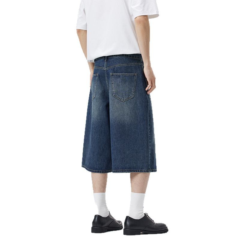 xxbro Men's Wear # Summer Versatile Men's Shorts, High street capsized pants, distressed wide-leg cat beard Loose jeans Item Picture
