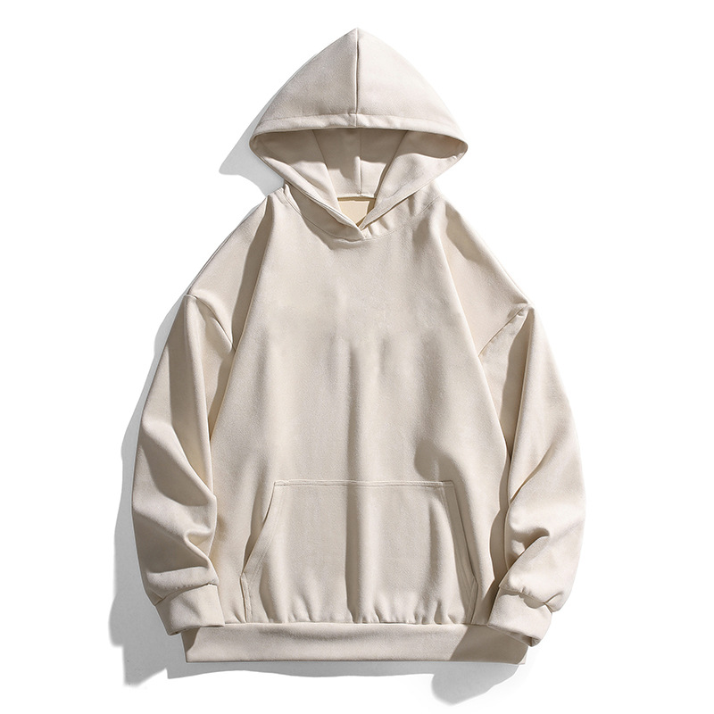 Suede hoodie men's 2023 autumn new American streetwear brand solid color hooded couple jacket jacket for men Item Picture