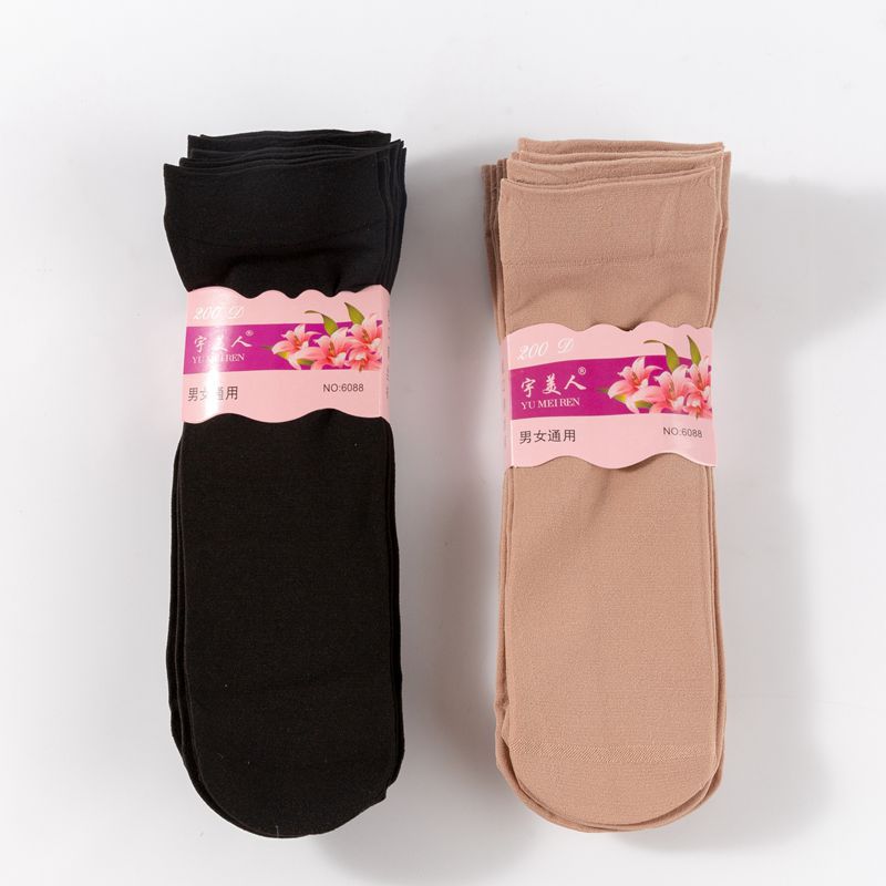 Socks women's socks in the tube stockings stockings manufacturers direct sales of a hair generation thickened men's and women's universal steel stockings socks spring and autumn thick anti-hook silk velvet flesh-colored black wide mouth short stockings full figure