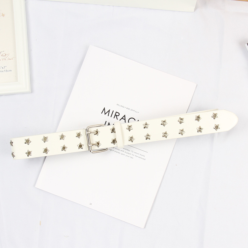 Hollowed-out punk-style double-row belt with starry eyes, Korean-style jeans with a fashionable hip-hop decorative belt for women with chicken eyes Specification image