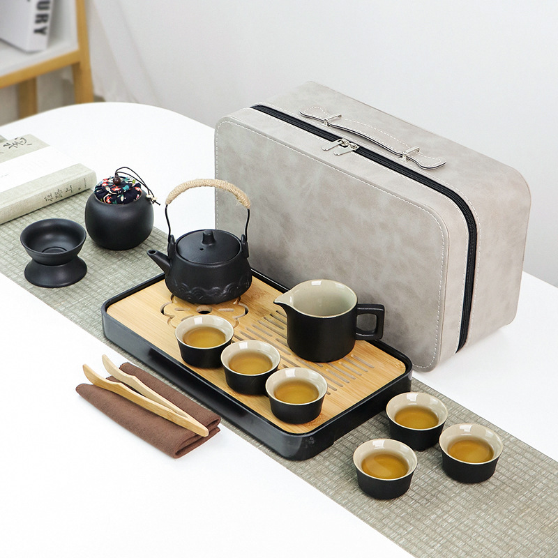 Wholesale travel tea sets, tea trays, household Gongfu tea sets, outdoor portable teapots, ceramic New Year gifts Specification image